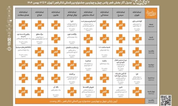 انتشار جدول اجراهای «فجرپلاس» جشنواره تئاتر فجر